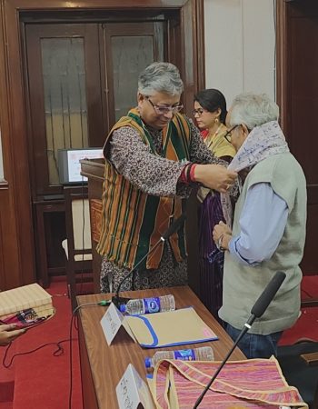 Shri Pranabesh Maity welcomed by Prof. Sudip Basu, Director, VBGV in Grantha Alankaran : Past Present and Future 30.11.2025