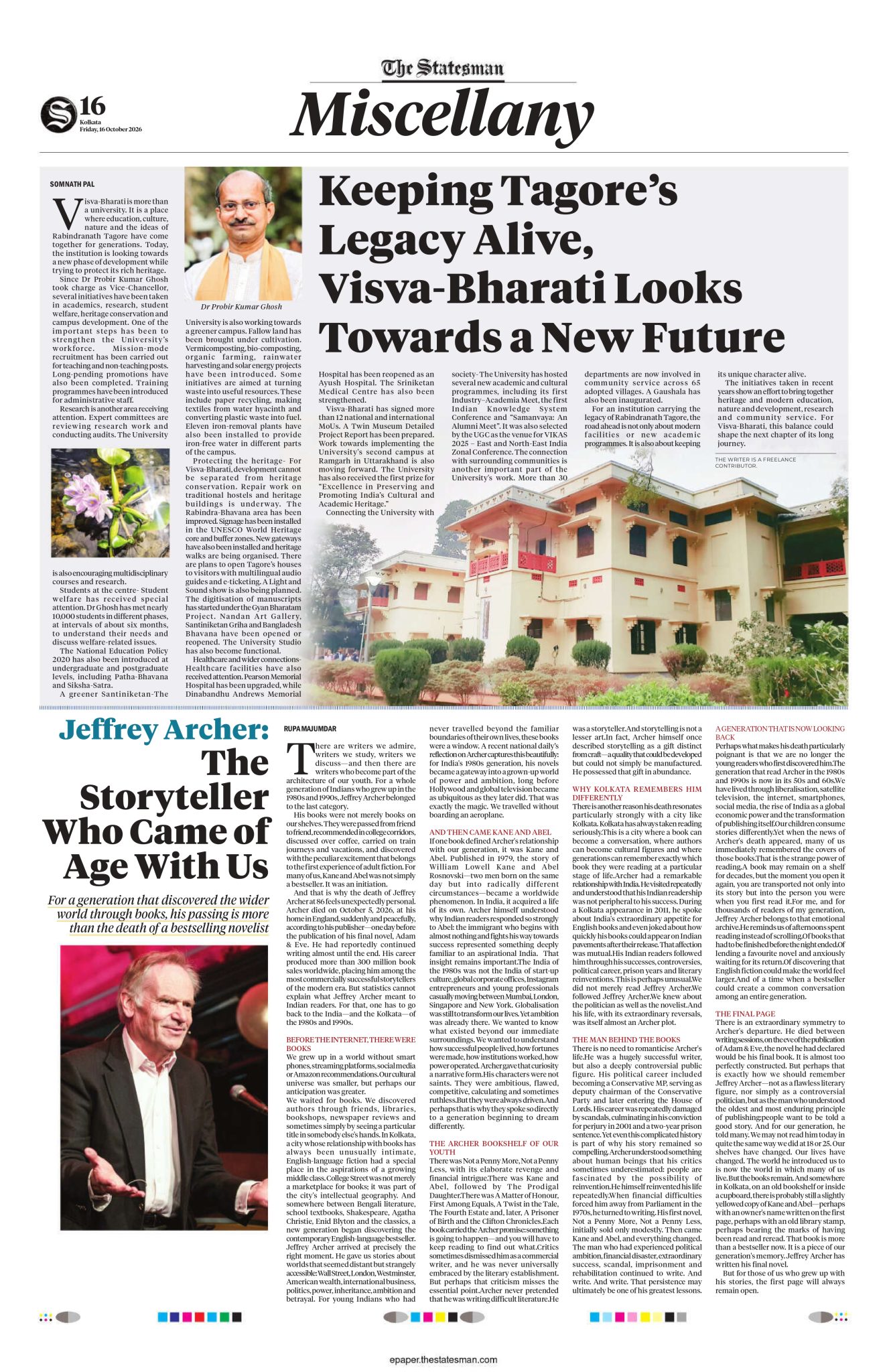Paper Cutting of the Statesman Newspaper in Kolkata